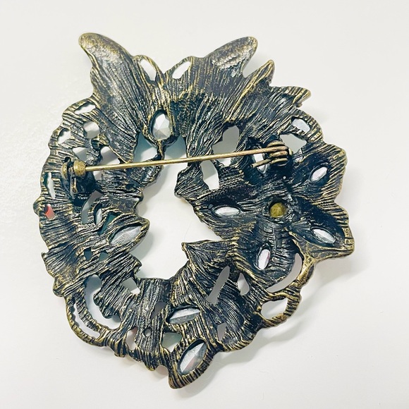 Vintage 90’s rhinestone butterfly floral brooch - Picture 4 of 4